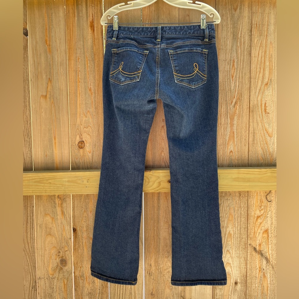 Ann Taylor Loft 5 Pocket Dark Blue Denim Original Boot Cut Jeans Size 6 Petite - Picture 10 of 10